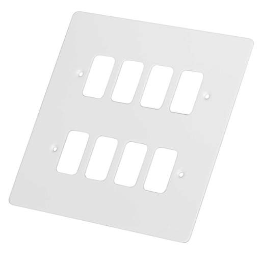Schneider GET Ultimate 8 Gang Grid Front Plate Painted White