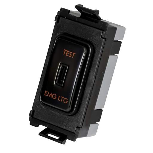 Schneider GET Ultimate 20A 2 Way Grid Key Switch marked Test Emg Ltg Black Nickel Black Insert