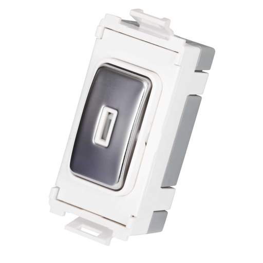 Schneider GET Ultimate 20A 2 Way Grid Key Switch Mirror Steel White Insert