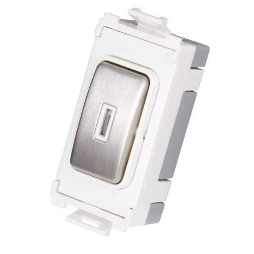 Schneider GET Ultimate 20A 2 Way Grid Key Switch Stainless Steel White Insert