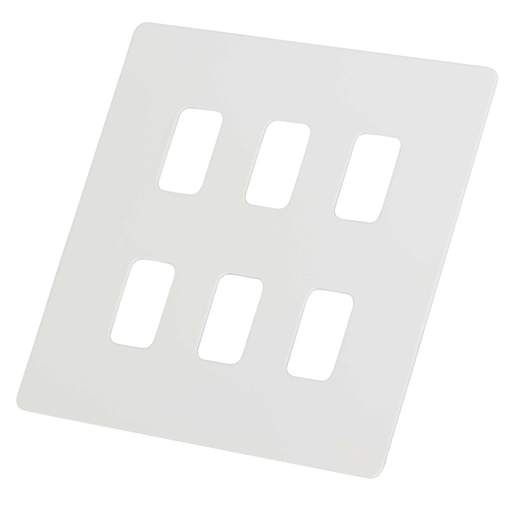 Schneider GET Ultimate 6 Gang Screwless Grid Front Plate Painted White