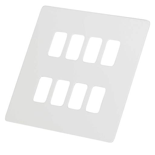 Schneider GET Ultimate 8 Gang Screwless Grid Front Plate Painted White