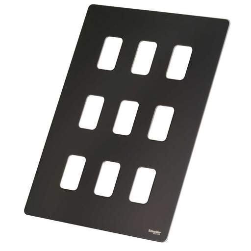 Schneider GET Ultimate 9 Gang Screwless Grid Front Plate Black Nickel