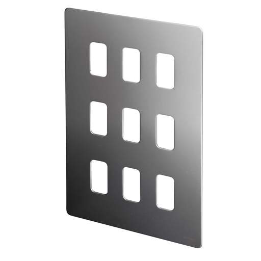 Schneider GET Ultimate 9 Gang Screwless Grid Front Plate Mirror Steel