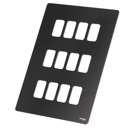 Schneider GET Ultimate 12 Gang Screwless Grid Front Plate Black Nickel