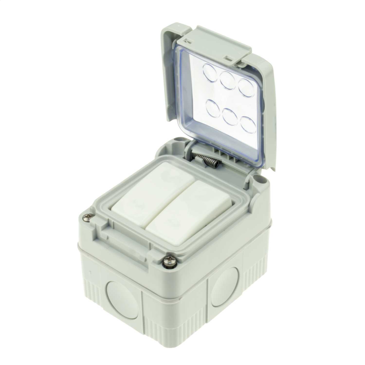 Gewiss 16A 2 Gang 2 Way Weatherproof Switch IP55 (GW27834)