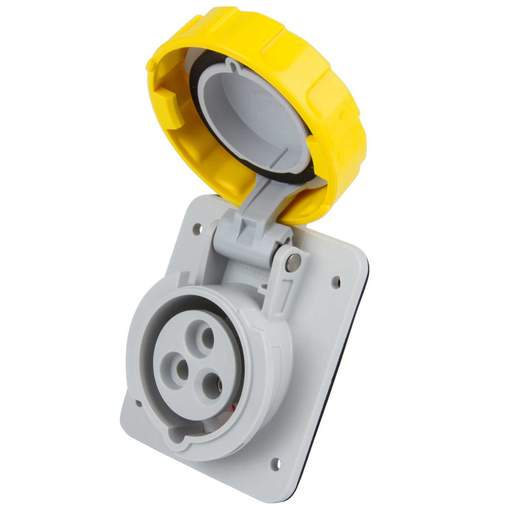 Gewiss 16A 2P+E 110V Angled Panel Mounted Socket IP67