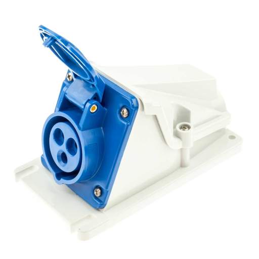 Gewiss 16A 2P+E 230V Angled Wall Mounted Socket IP44