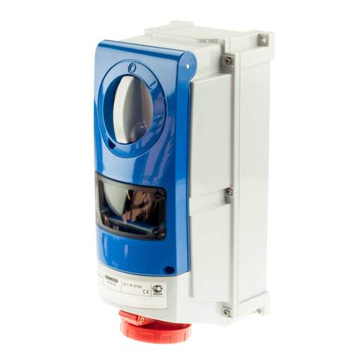 Gewiss 16A 3 Pole + Earth 415V Interlocked Socket Outlet with RCD Compartment IP66
