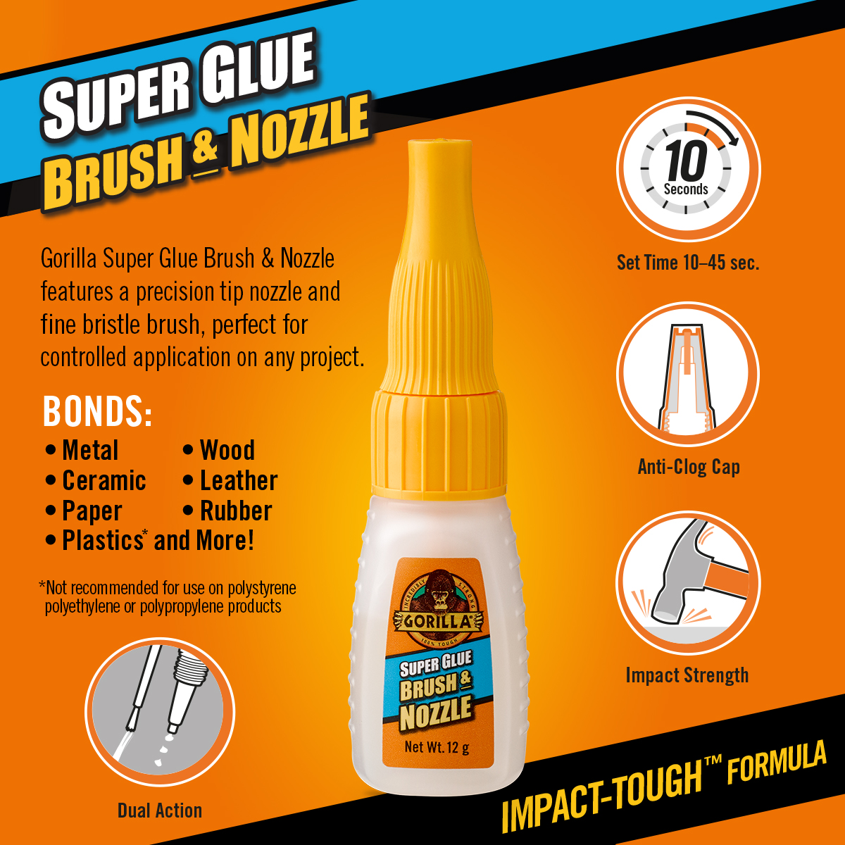 Gorilla Super Glue Brush and Nozzle 12g (4044501) CEF