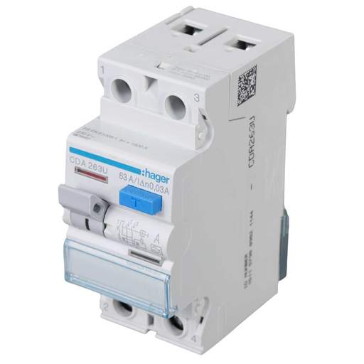 Hager 63A 2 Pole 30mA Type A RCD