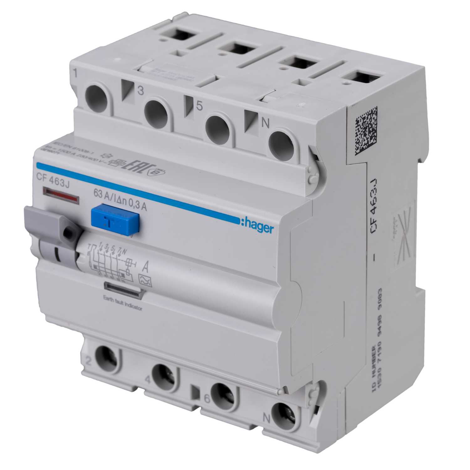HAGER 63 AMP 30mA DOUBLE POLE RCCB RCD TYPE AC CD263U 164502