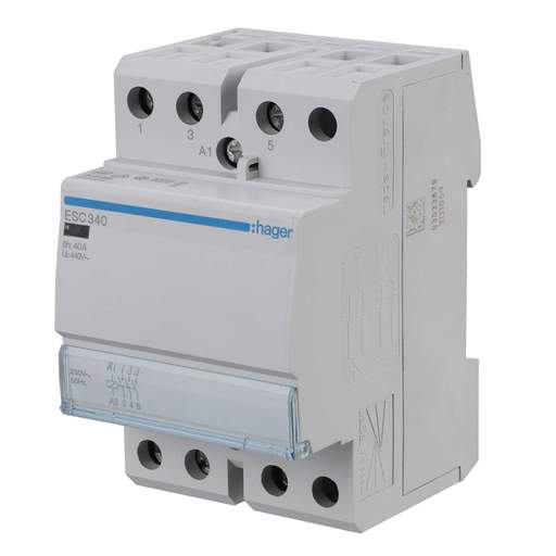 Hager 40A 3 Module Contactor 3 NO Contacts