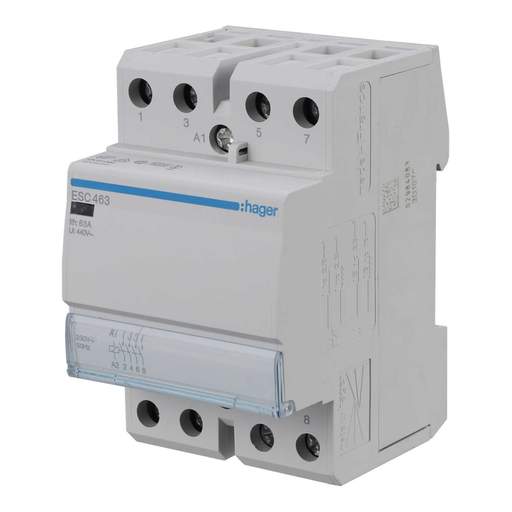 Hager 63A 3 Module Contactor 4 NO Contacts