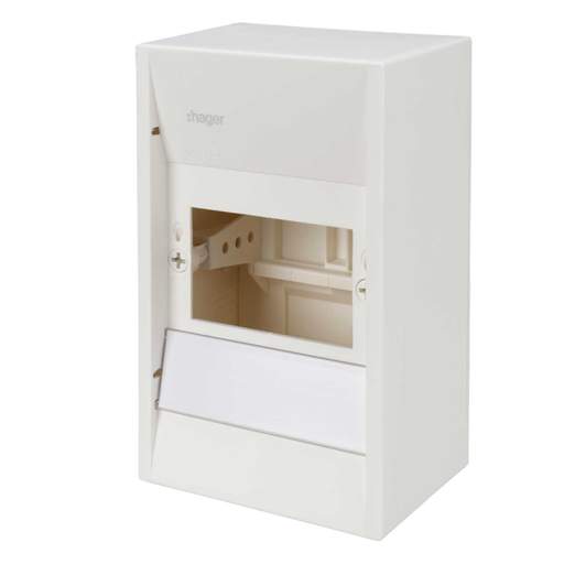 Hager 4 Module Insulated Enclosure complete with Earth and Neutral Bar