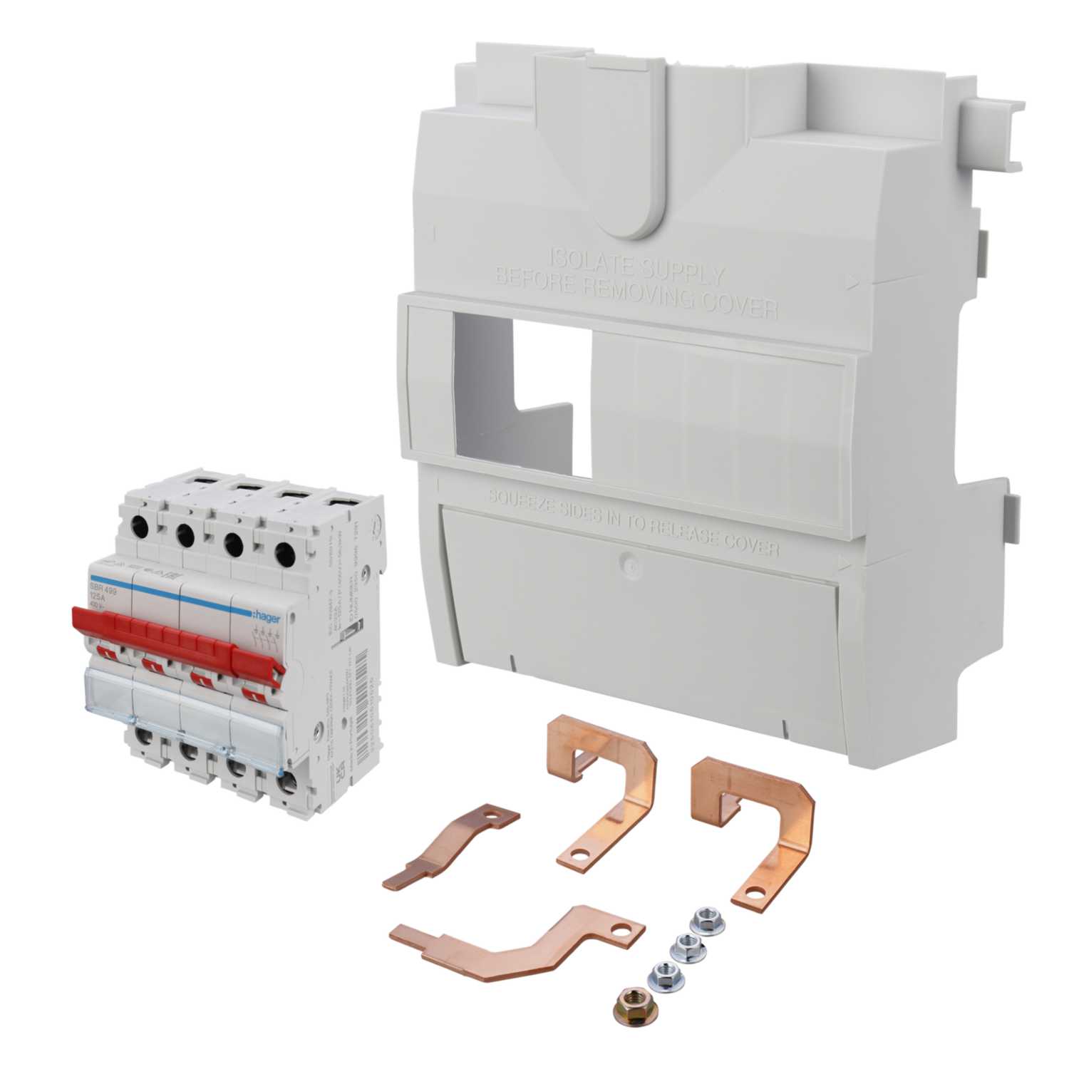 Hager 125A Four Pole Switch Disconnector Incomer Kit (JK11254S) | CEF