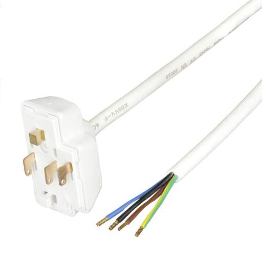 Hager Klik 6A 4 Pin Pre Wired Plug with 3m Cable White
