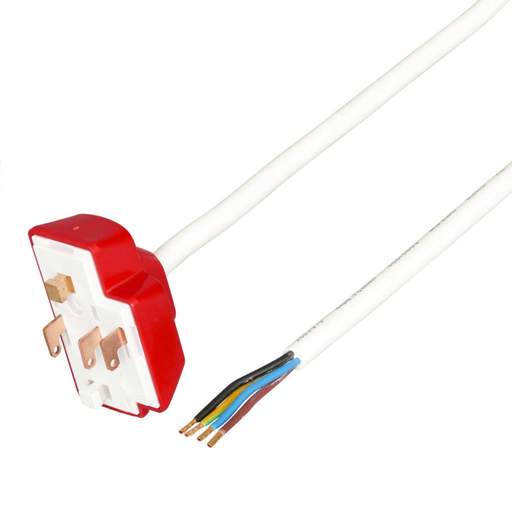Hager Klik 6A 4 Pin Plug with Red Cover and 2m Cable