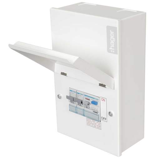Hager Metal Clad Garage Unit with 40A RCD and 6A and 32A MCB