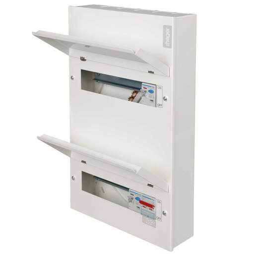 Hager 8 + 10 Dual Row Dual 100A RCD Split Load Metal Clad Consumer Unit