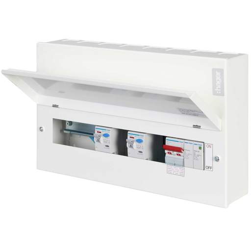 Hager 10 Way Dual 100A RCD Configurable High Integrity Metal Clad Consumer Unit with SPD