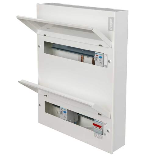 Hager 12 + 14 Dual Row Dual 100A RCD High Integrity Metal Clad Consumer Unit
