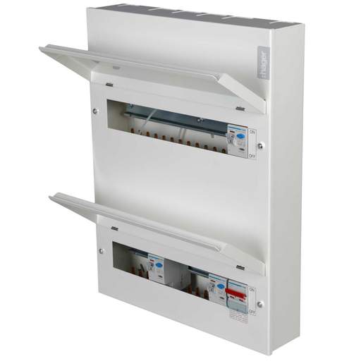 Hager 10 + 14 Dual Tariff Dual Row Metal Clad Consumer Unit