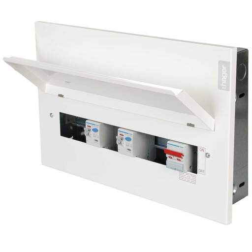 Hager 16 Way Dual 100A RCD High Integrity Flush Metal Clad Consumer Unit