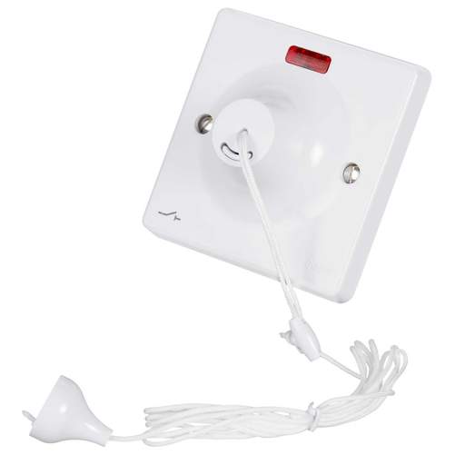 Hager Sollysta 50A DP Ceiling Pull Switch with Neon White