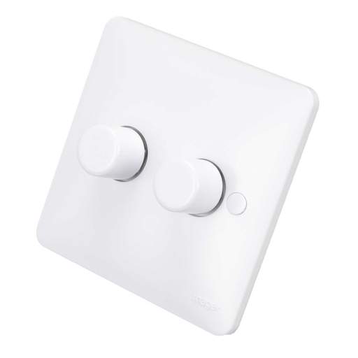 Hager Sollysta 250W 2 Gang 2 Way LED Dimmer White
