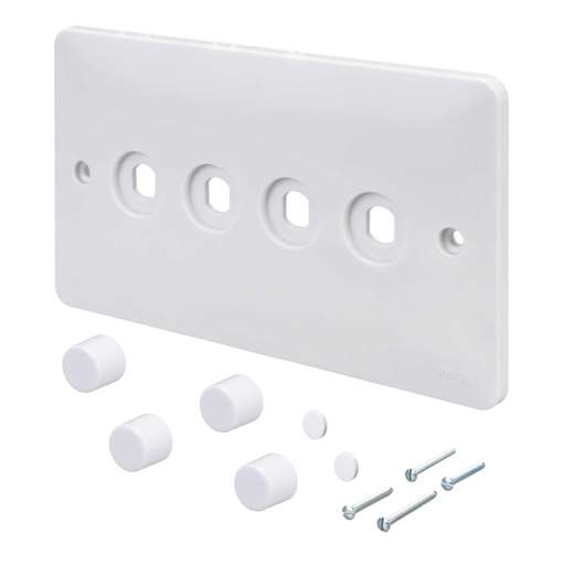 Hager Sollysta 4 Gang Rotary Dimmer Switch Plate Kit White