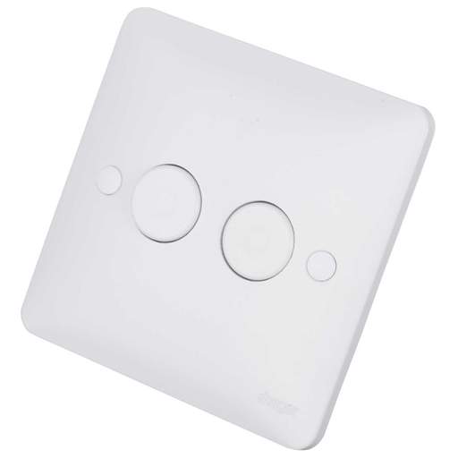 Hager Sollysta 250W 2 Gang Dimmer White