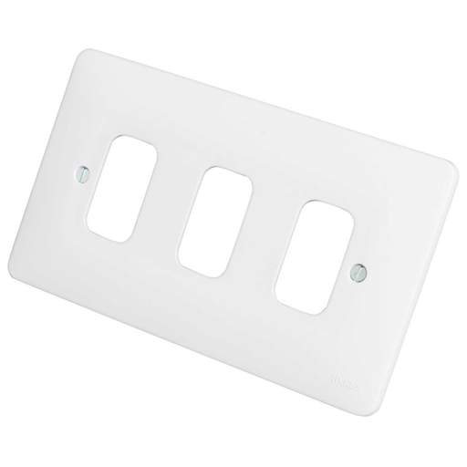 Hager Sollysta 3 Gang Grid Front Plate White