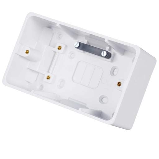 Hager Sollysta 2 Gang 46mm Pattress Back Box with Cable Clamps White