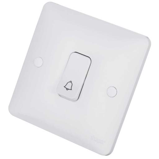 Hager Sollysta 10A 1 Gang 2 Way Push Switch with Bell Symbol White