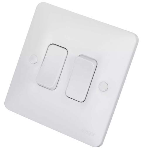 Hager Sollysta 10A 2 Gang 2 Way Light Switch White