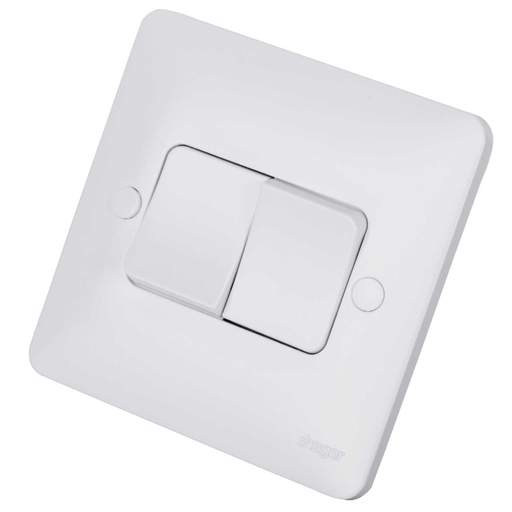 Hager Sollysta 10A 2 Gang 2 Way Light Switch Wide Rocker White