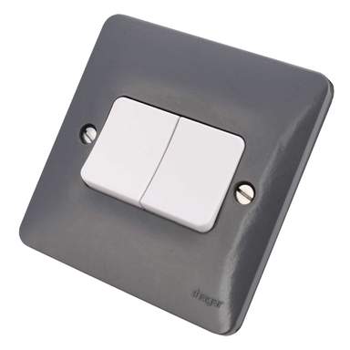 Hager Sollysta 10A 2 Gang 2 Way Switch Part M Wide Rocker Grey ...