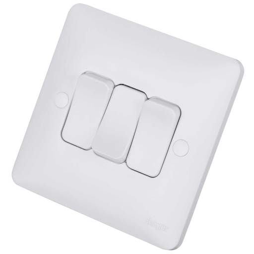 Hager Sollysta 10A 3 Gang 2 Way Light Switch White
