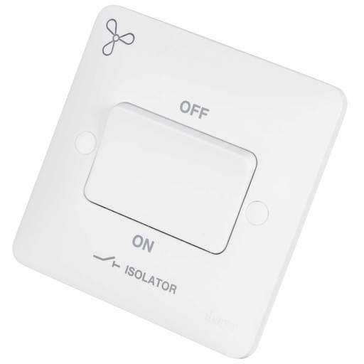 Hager Sollysta 10A Triple Pole Fan Isolator Switch with Fan Symbol White