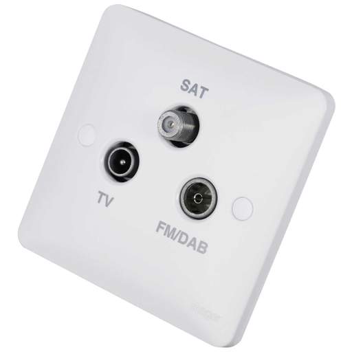 Hager Sollysta 1 Gang Triplexer Coaxial FM / DAB and Satellite Socket White