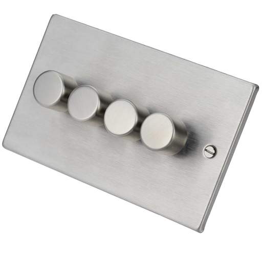 Hamilton 100W 4 Gang 2 Way LED Dimmer Switch Satin Steel