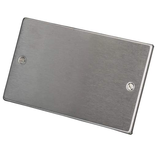 Hamilton 2 Gang Blank Plate Satin Steel