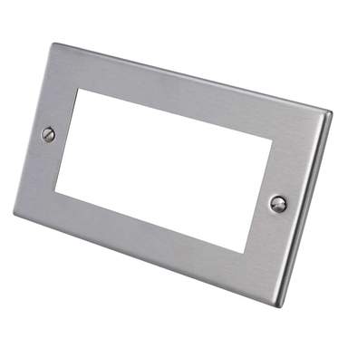 Hamilton 2 Gang 4 Module Face Plate with Grid Satin Steel (74EURO4) | CEF