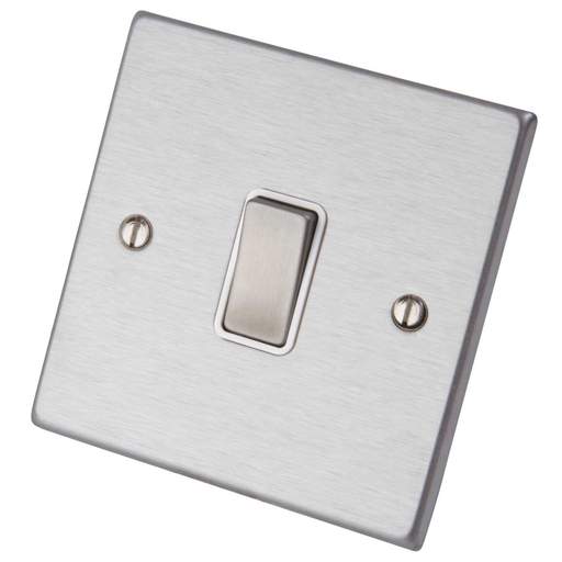 Hamilton 10A 1 Gang 2 Way Light Switch White Insert Satin Steel