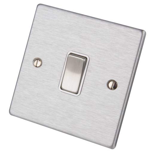 Hamilton 10A 1 Gang Intermediate Switch White Insert Satin Steel