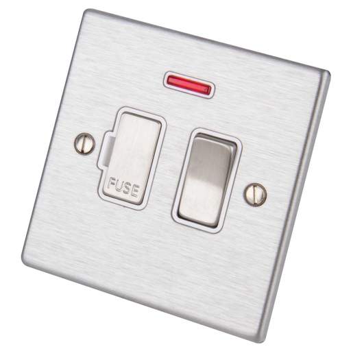 Hamilton 13A Switched Fused Spur with Neon White Insert Satin Steel