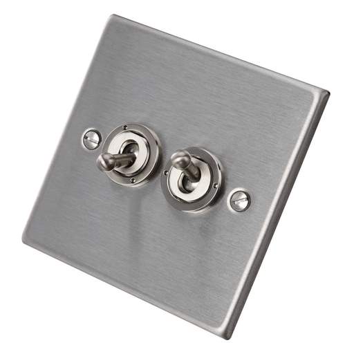 Hamilton 20A 2 Gang 2 Way Toggle Switch Satin Steel (74T22) | CEF