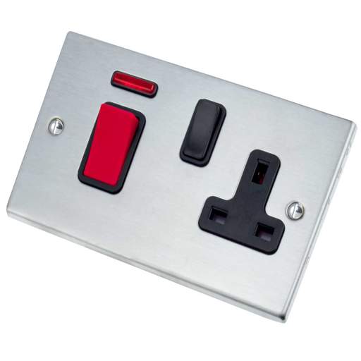Hamilton Hartland 45A DP Cooker Control Unit with Neon Black Insert Satin Chrome