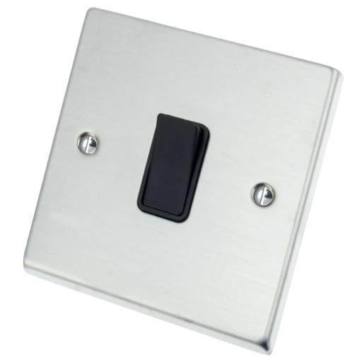 Hamilton Hartland 10A 1 Gang 2 Way Light Switch Black Insert Satin Chrome